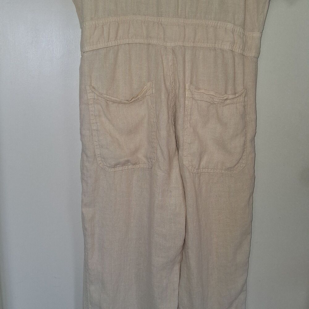 MATE the Label Organic Linen Short Sleeve Utility Jumpsuit S Beige Minimalist - Picture 9 of 12